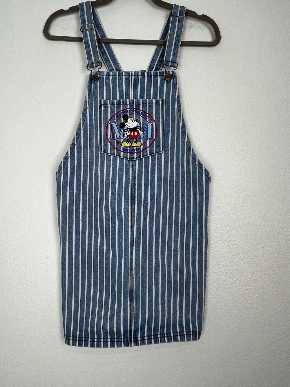Disney | Mickey Mouse Denim Jean Overall Dress Striped Kidcore S - Picture 2 of 6